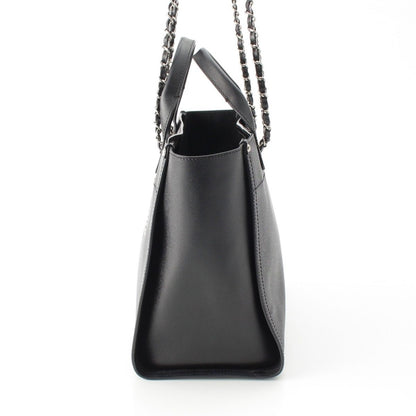 Chanel 25 Deauville Caviar Leather Tote CC Logo Silver Black — view 4