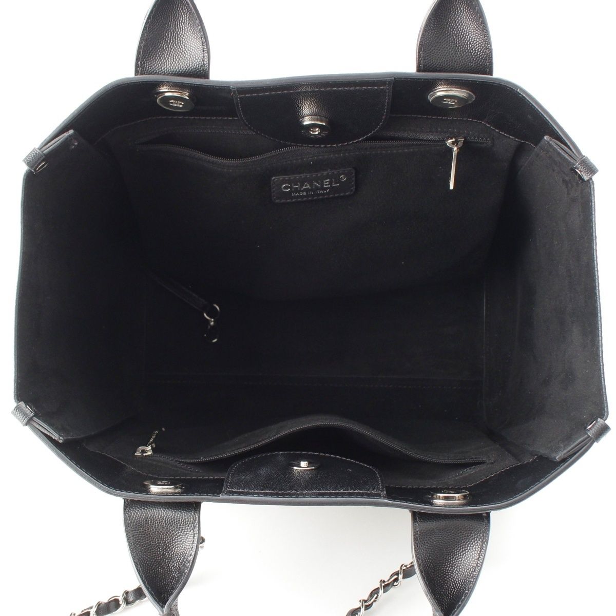 Chanel 25 Deauville Caviar Leather Tote CC Logo Silver Black — view 7