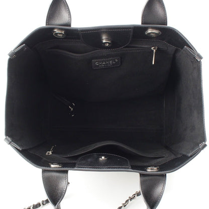 Chanel 25 Deauville Caviar Leather Tote CC Logo Silver Black — view 7