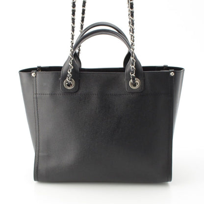 Chanel 25 Deauville Caviar Leather Tote CC Logo Silver Black — view 5