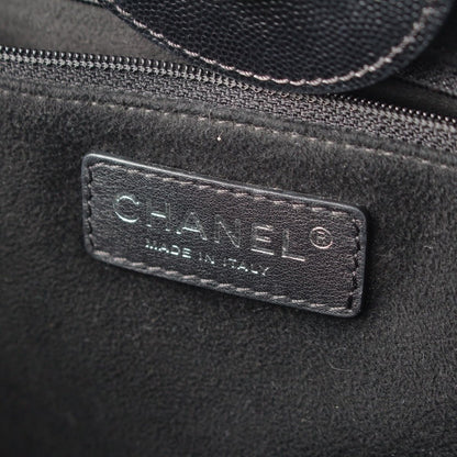 Chanel 25 Deauville Caviar Leather Tote CC Logo Silver Black — view 8