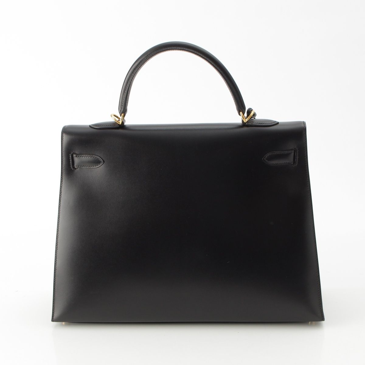 Hermes 01 Kelly Box Calf Gold Handbag Black 35 — view 4