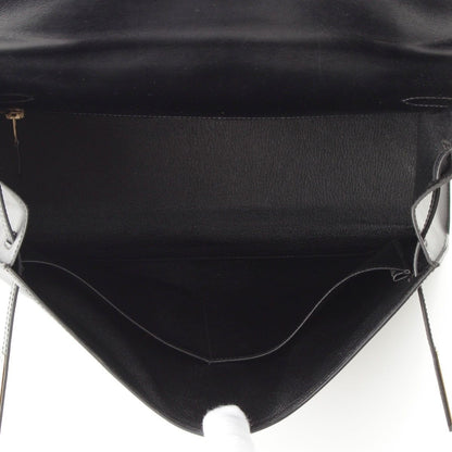 Hermes 01 Kelly Box Calf Gold Handbag Black 35 — view 6