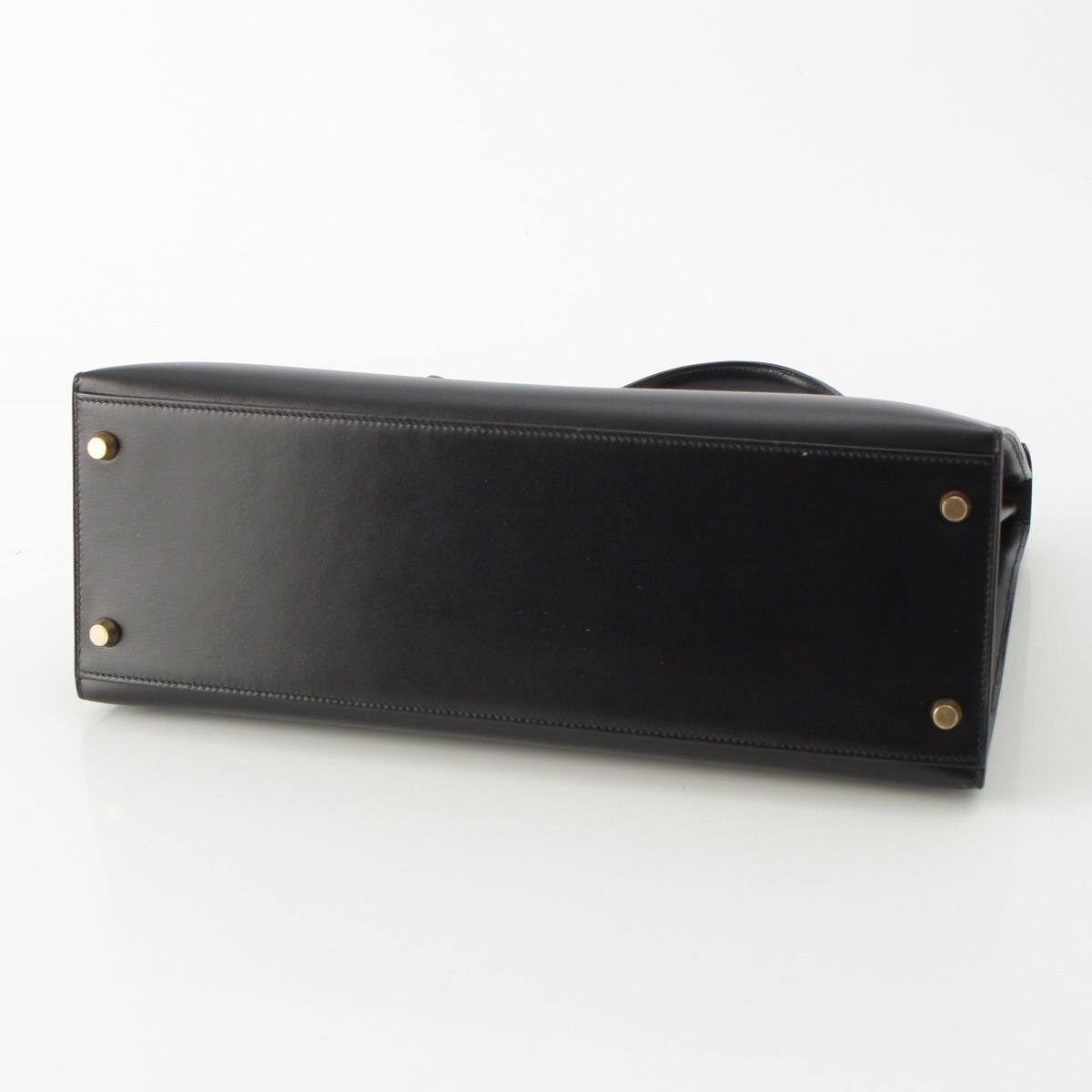 Hermes 01 Kelly Box Calf Gold Handbag Black 35 — view 5