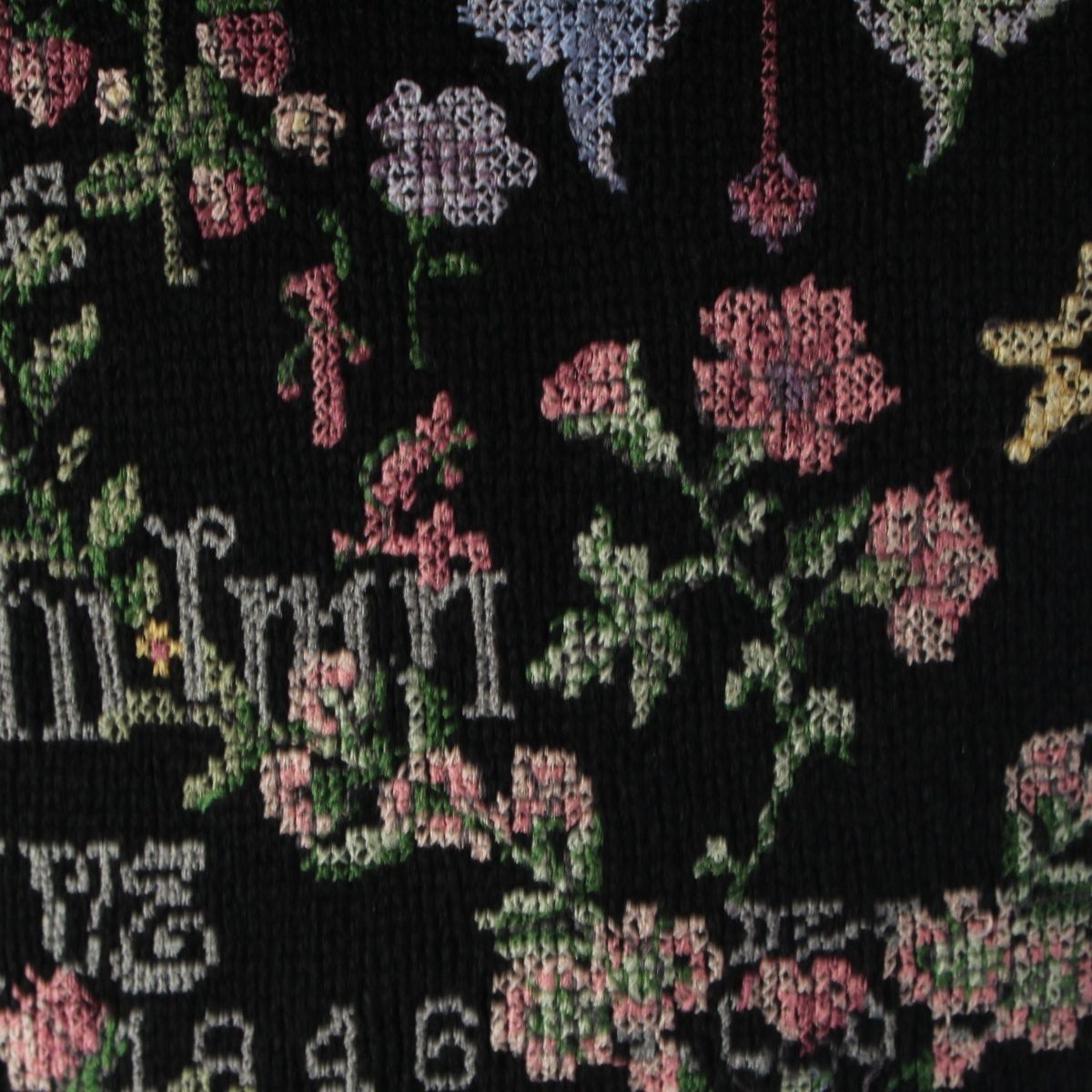 Dior Cashmere Embroidery Cross Stitch Knit Sweater Flower Butterfly Black 34 — view 8