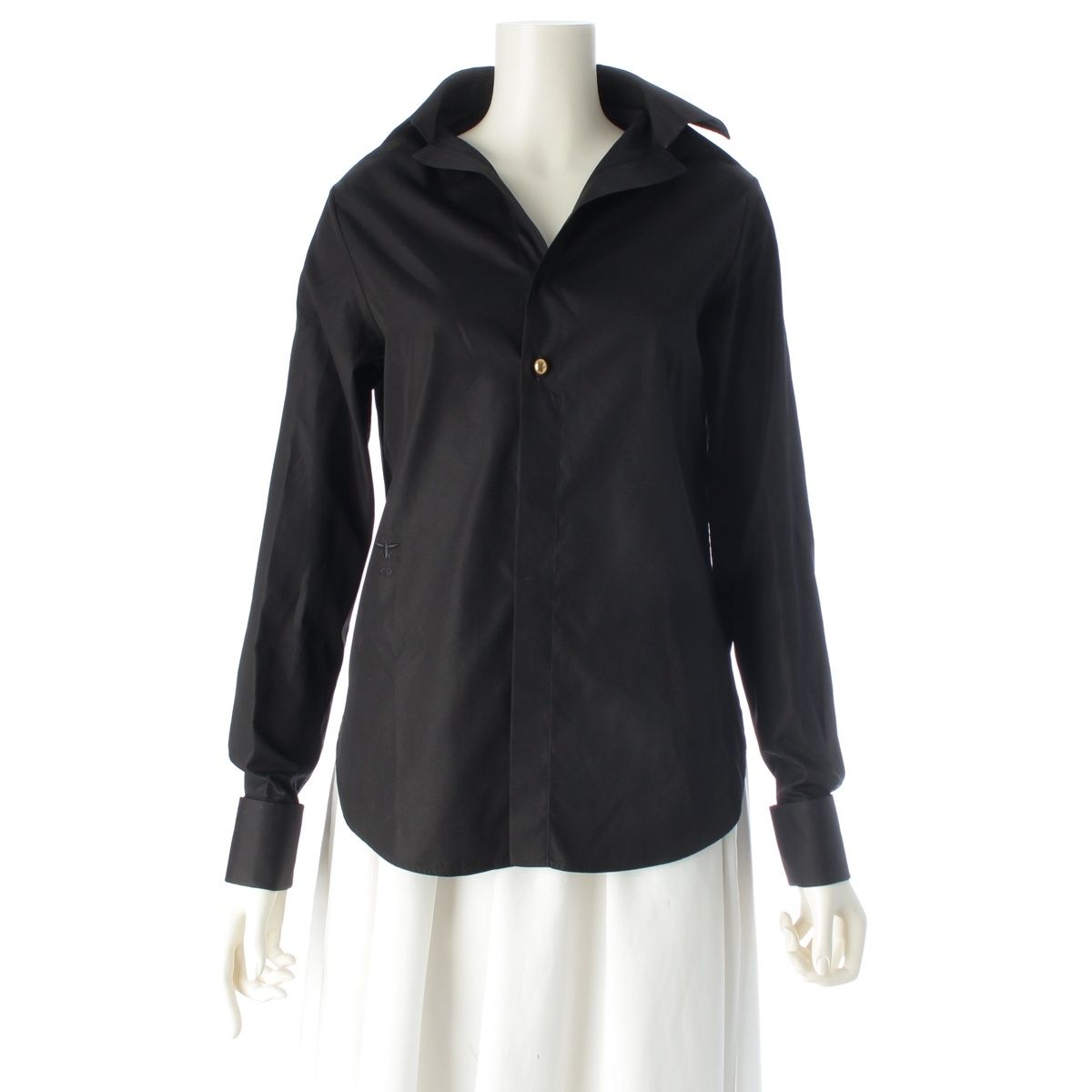 Dior Bee Embroidery Open Color Long Sleeve Shirt Blouse Black 34