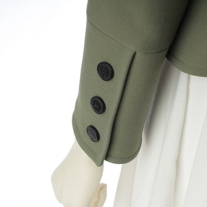 Dior Wool Cropped Collarless Jacket Green 34 — view 7