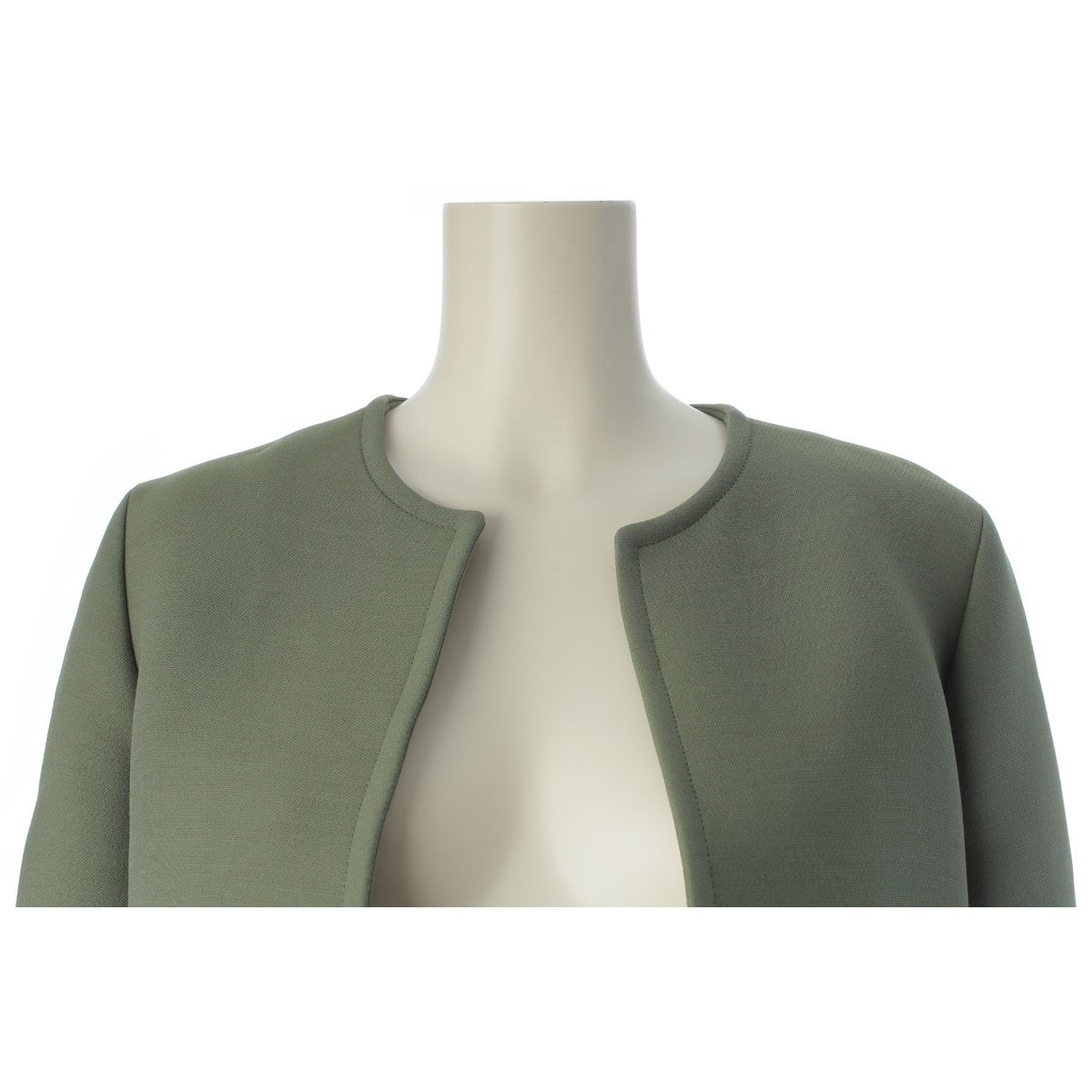 Dior Wool Cropped Collarless Jacket Green 34 — view 5