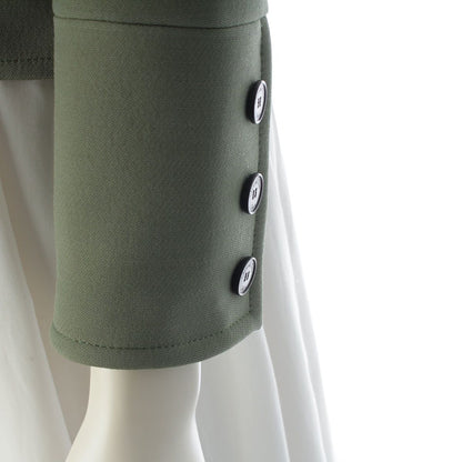 Dior Wool Cropped Collarless Jacket Green 34 — view 6