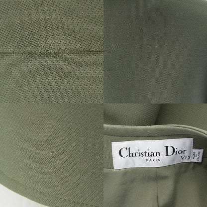 Dior Wool Cropped Collarless Jacket Green 34 — view 9