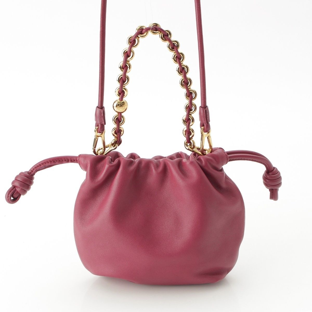Loewe Flamenco Purse Mini Leather 2-Way Shoulder Handbag Bordeaux — view 4