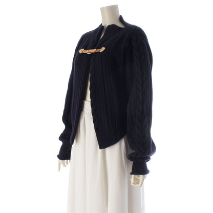 Louis Vuitton Wool Strap Front Cable Knit Cardigan Jacket Navy XS — view 2