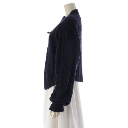 Louis Vuitton Wool Strap Front Cable Knit Cardigan Jacket Navy XS — view 3