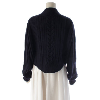 Louis Vuitton Wool Strap Front Cable Knit Cardigan Jacket Navy XS — view 4