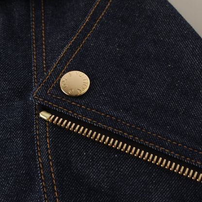 Louis Vuitton Cotton Denim Flounce Biker Jacket Efy Indigo 34 — view 7
