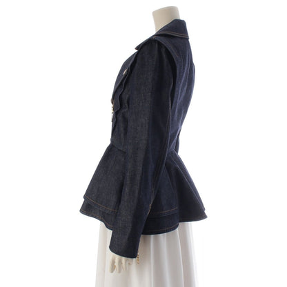 Louis Vuitton Cotton Denim Flounce Biker Jacket Efy Indigo 34 — view 3