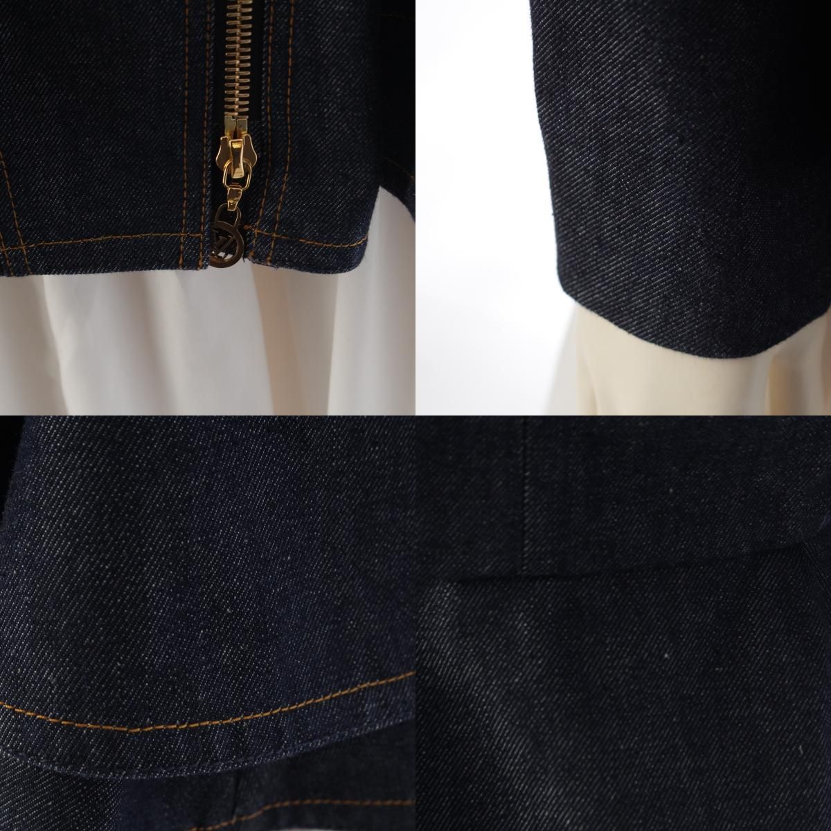 Louis Vuitton Cotton Denim Flounce Biker Jacket Efy Indigo 34 — view 8