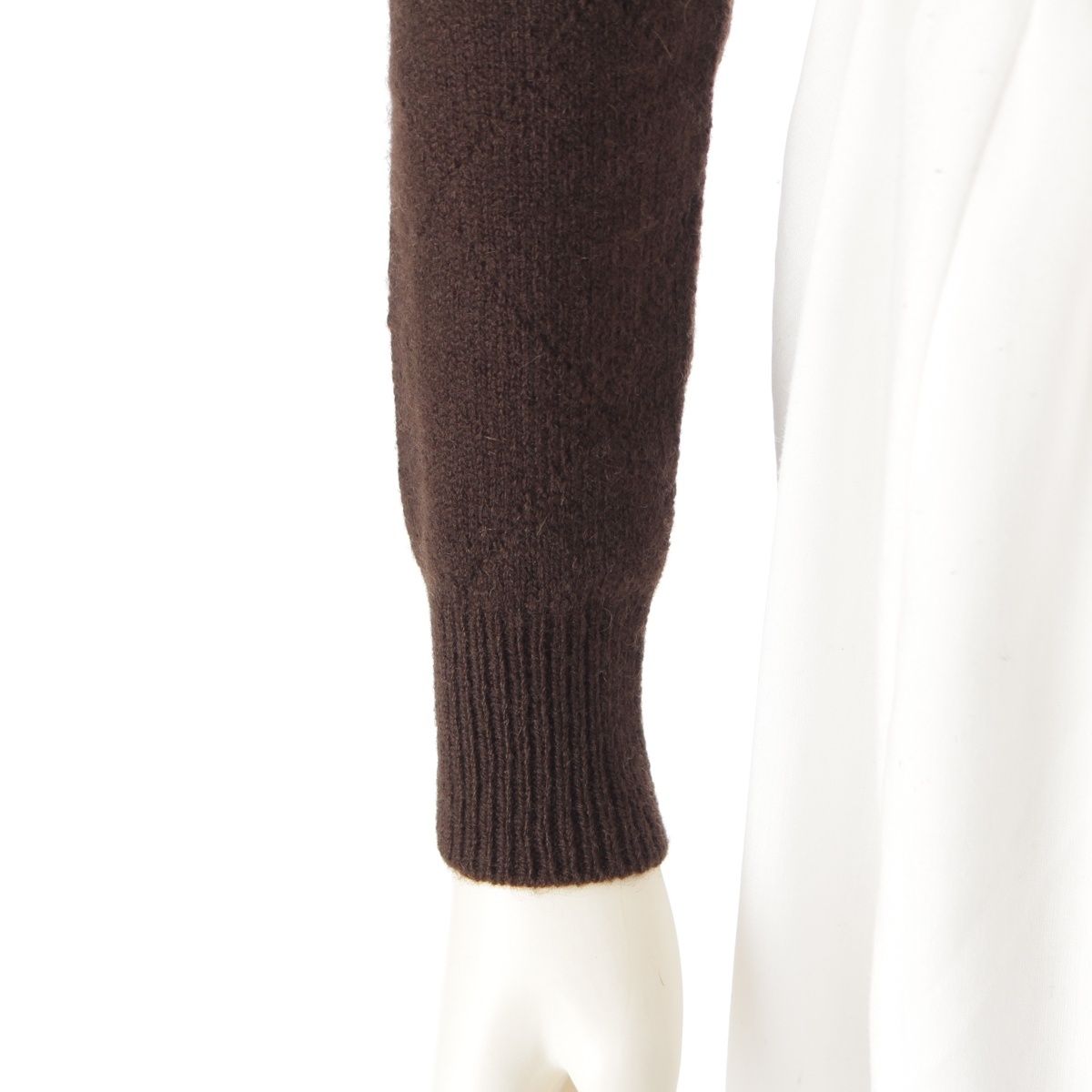 Prada Cashmere Agile Crew Neck Long Sleeve Cardigan Knit Top Brown 36 — view 6