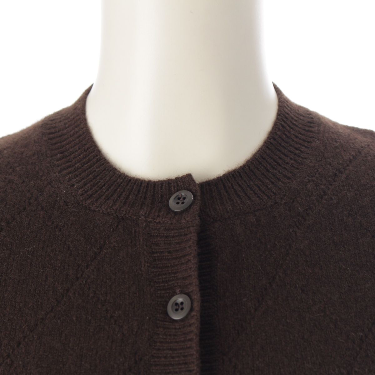 Prada Cashmere Agile Crew Neck Long Sleeve Cardigan Knit Top Brown 36 — view 5