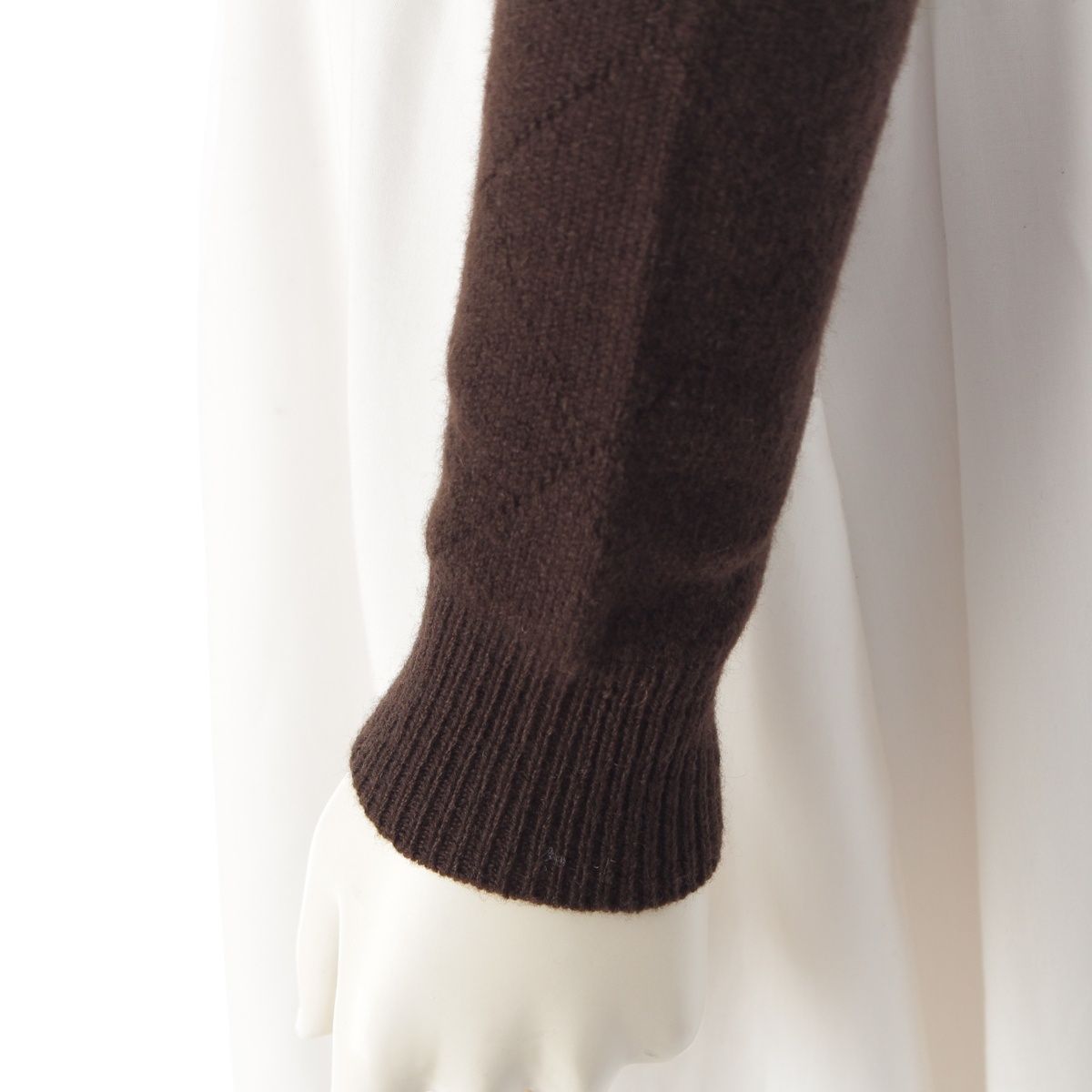 Prada Cashmere Agile Crew Neck Long Sleeve Cardigan Knit Top Brown 36 — view 7