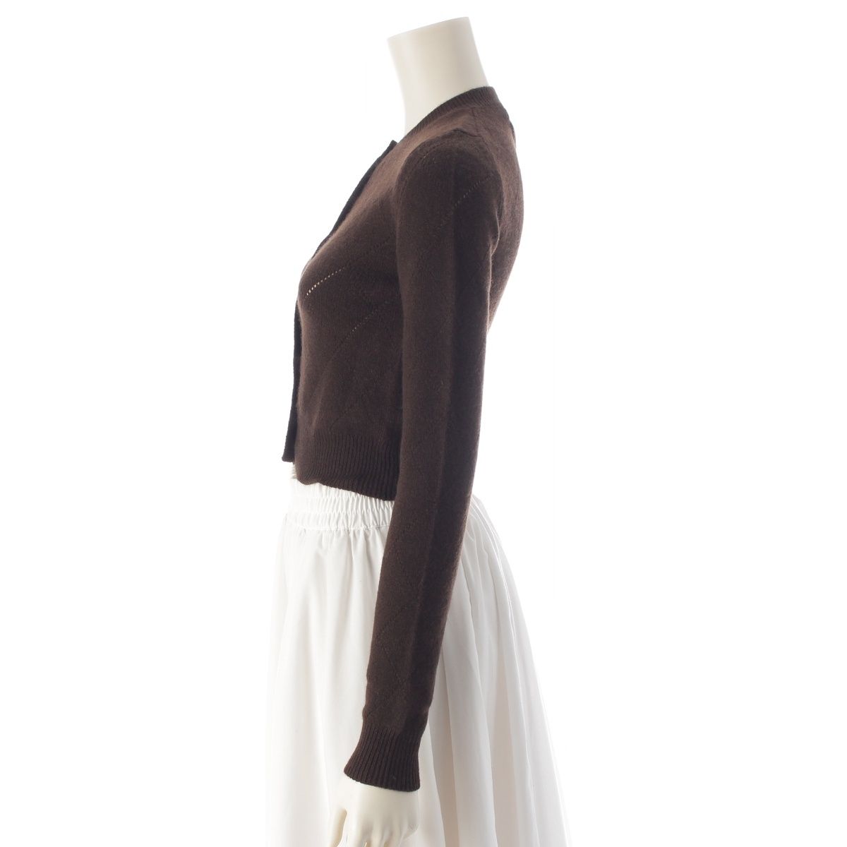 Prada Cashmere Agile Crew Neck Long Sleeve Cardigan Knit Top Brown 36 — view 3