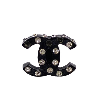 Chanel CC Logo Resin Earrings Black — view 5