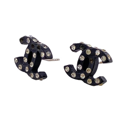 Chanel CC Logo Resin Earrings Black