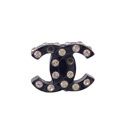 Chanel CC Logo Resin Earrings Black — view 4