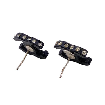 Chanel CC Logo Resin Earrings Black — view 2