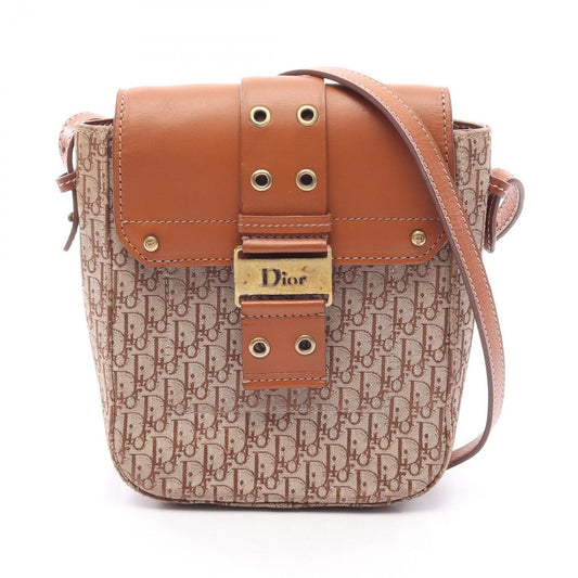 Dior Dio Shoulder Bag Street Chic Trotter Beige Brown Canvas Leather