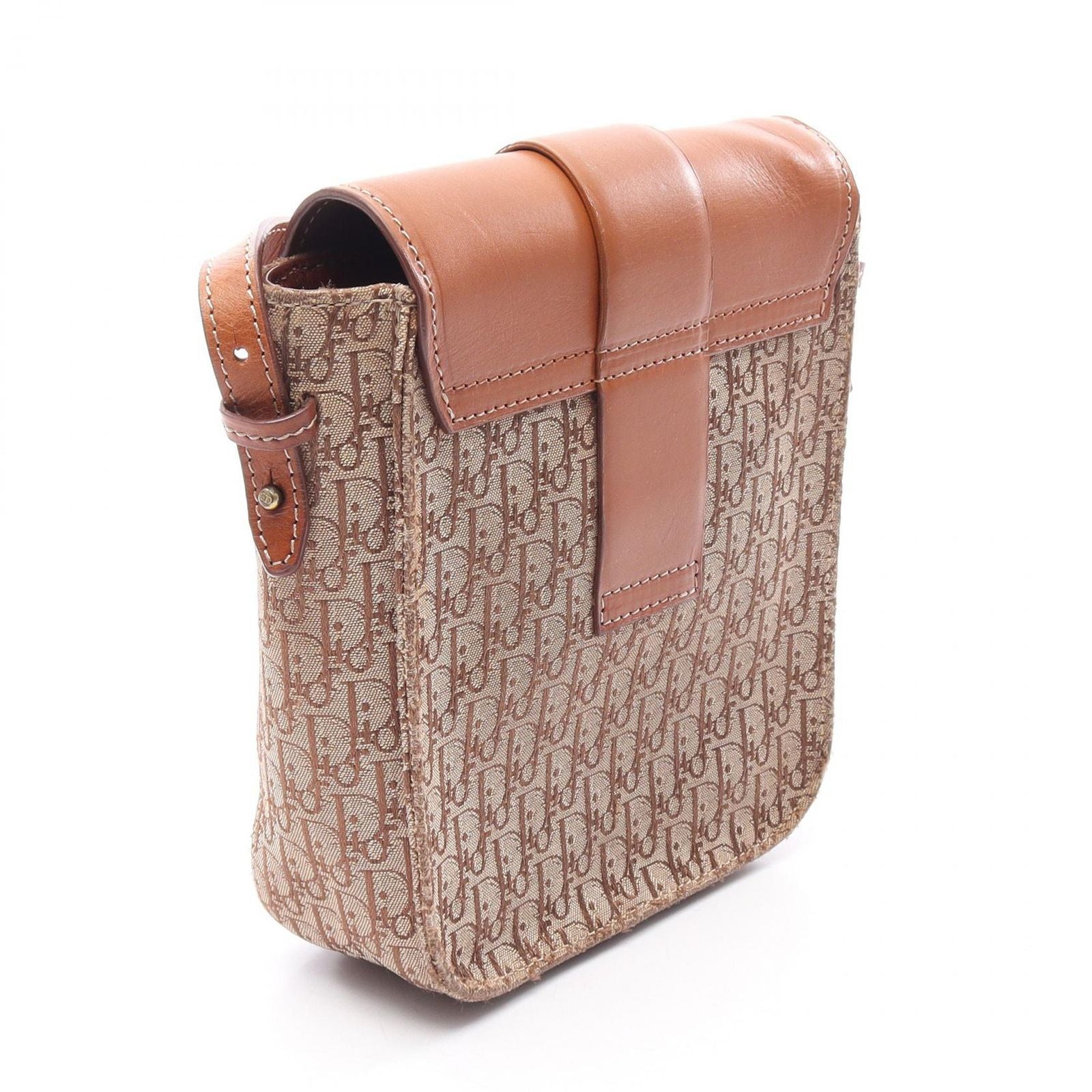 Dior Dio Shoulder Bag Street Chic Trotter Beige Brown Canvas Leather — view 2