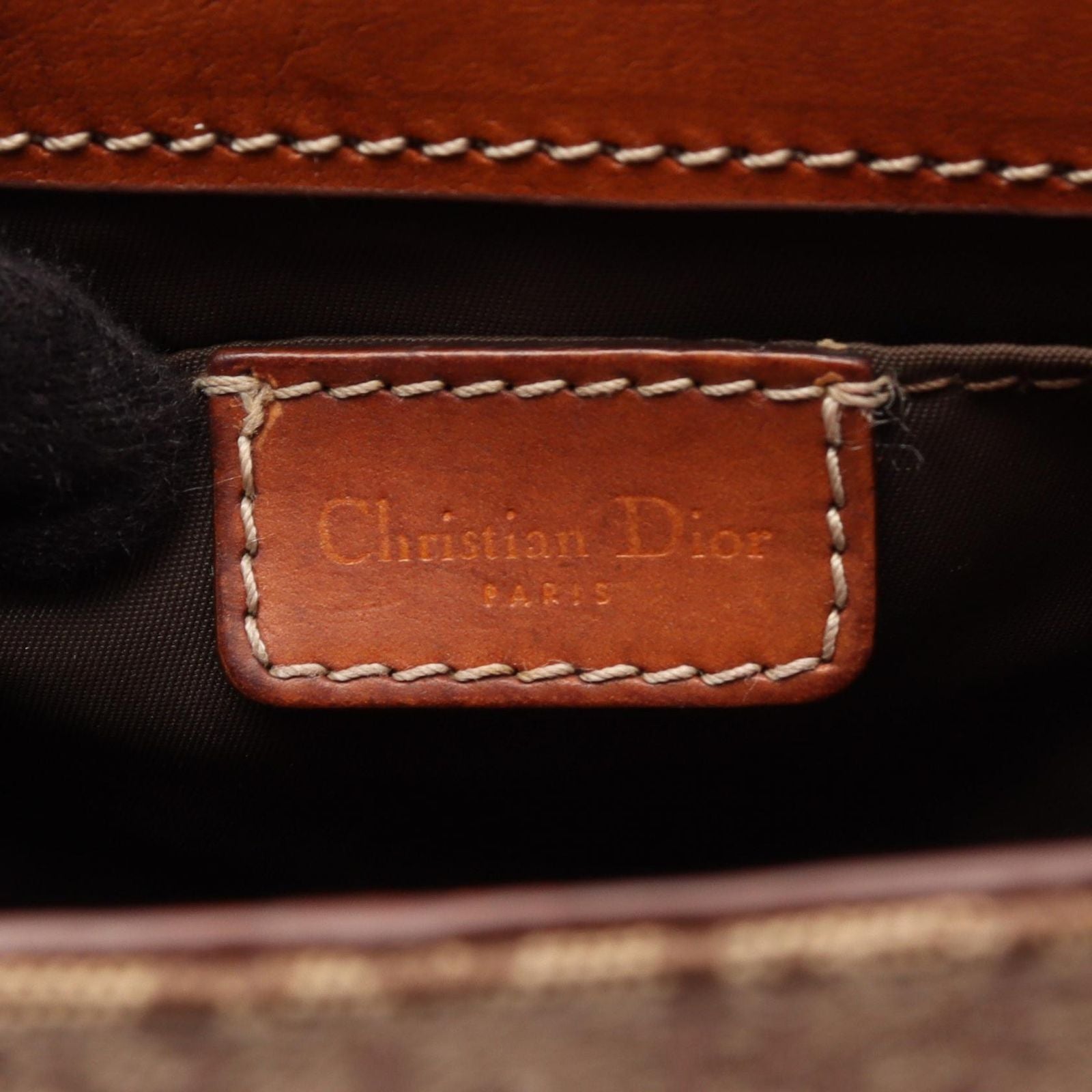 Dior Dio Shoulder Bag Street Chic Trotter Beige Brown Canvas Leather — view 4