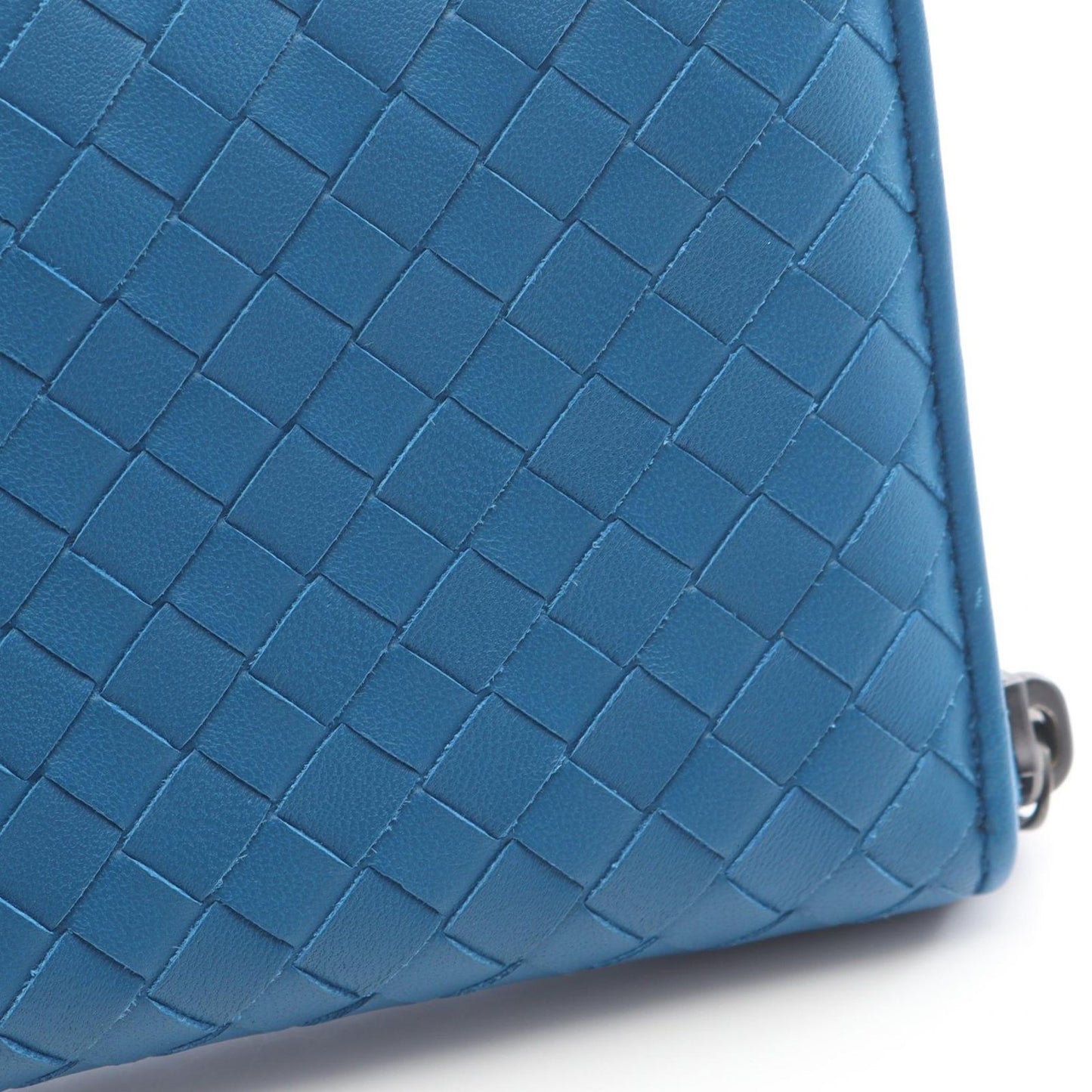 Bottega Veneta Roundlong Wallet Intreccia Blue Leather — view 5