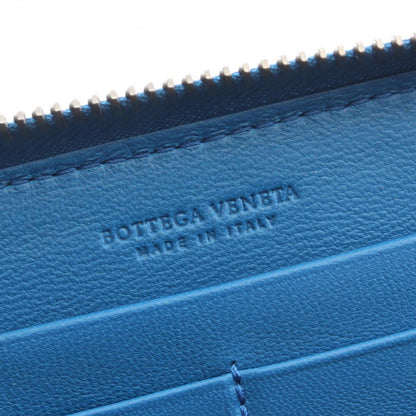 Bottega Veneta Roundlong Wallet Intreccia Blue Leather — view 4