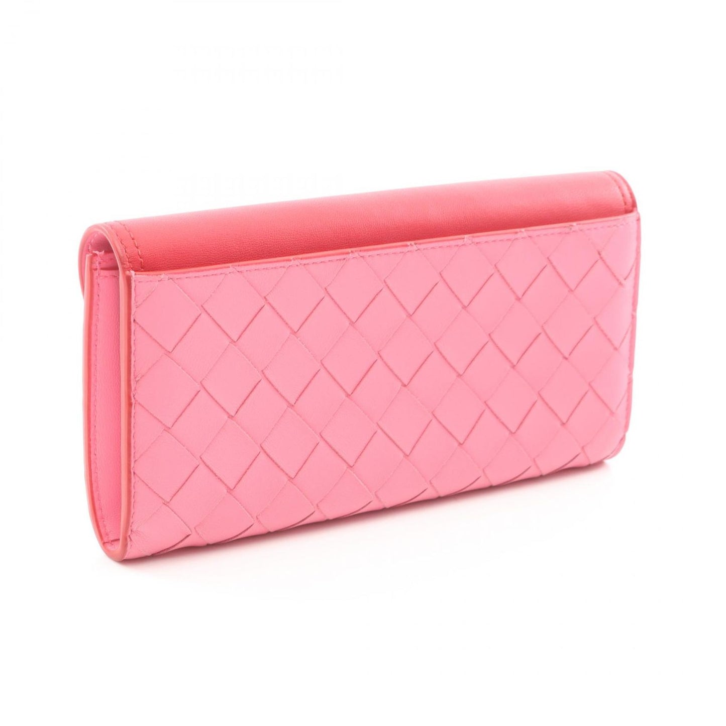 Bottega Veneta Bi Foldlong Wallet Intreccia Red Pink Leather — view 2