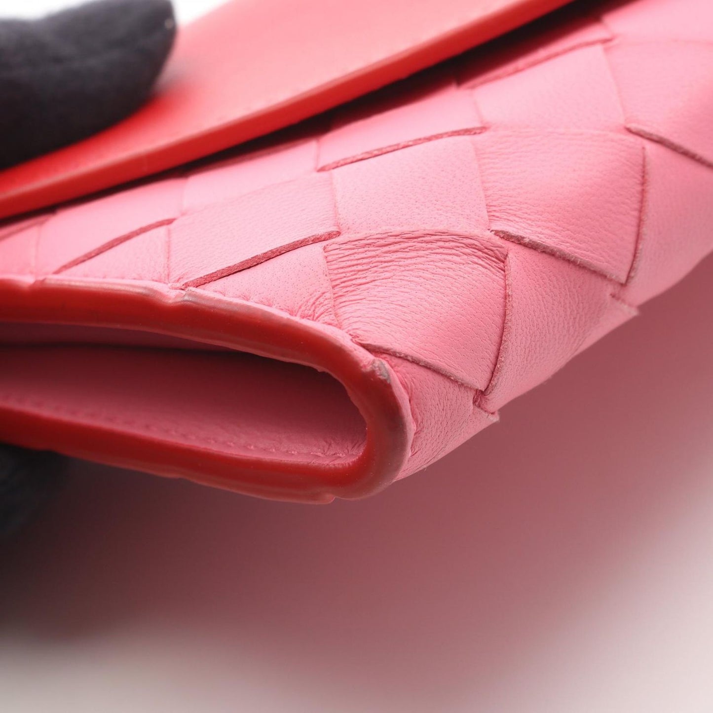 Bottega Veneta Bi Foldlong Wallet Intreccia Red Pink Leather — view 8