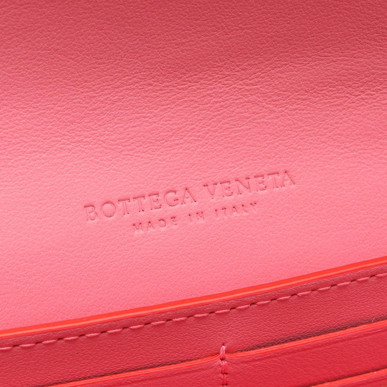 Bottega Veneta Bi Foldlong Wallet Intreccia Red Pink Leather — view 4