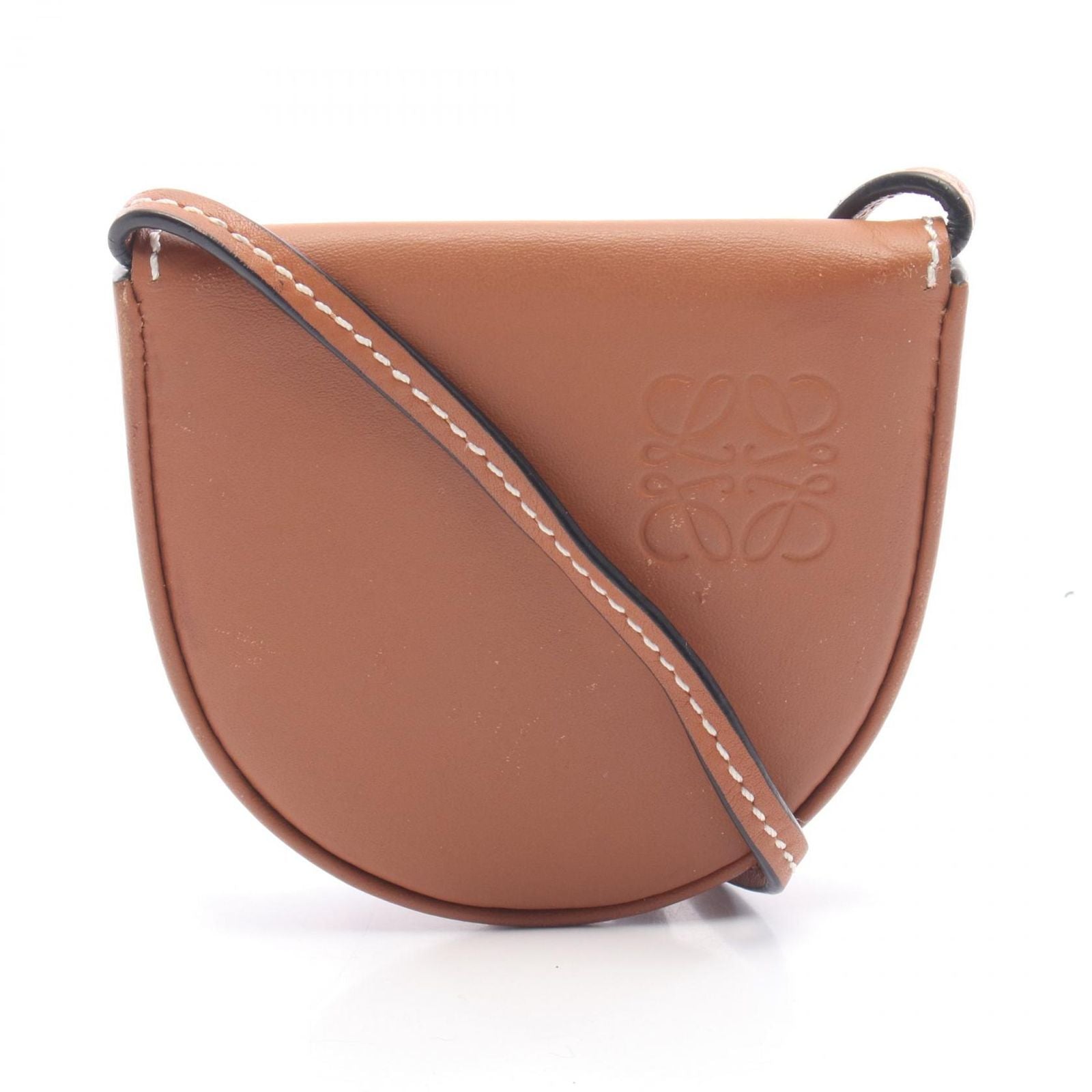 Loewe Shoulder Bag Anagram Heel Pouch Mini Brown Leather