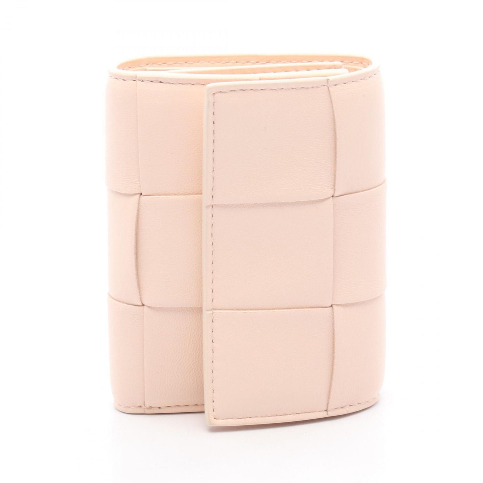 Bottega Veneta Tri Foldwallet Cassette Maxi Intreccia Baby Pink Leather