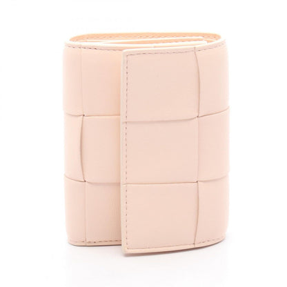 Bottega Veneta Tri Foldwallet Cassette Maxi Intreccia Baby Pink Leather
