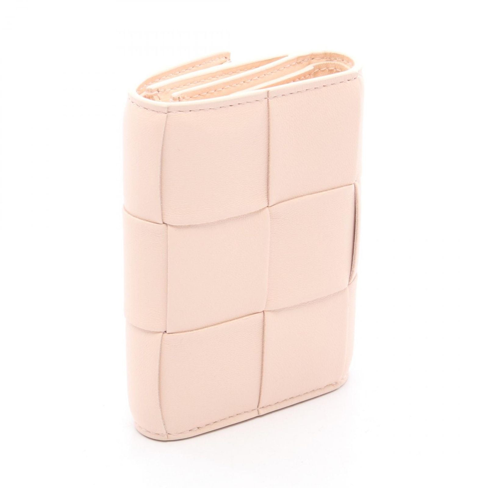 Bottega Veneta Tri Foldwallet Cassette Maxi Intreccia Baby Pink Leather — view 2