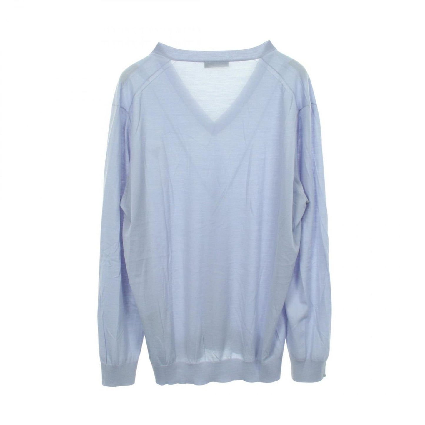 Prada Knit Logo Embroidery Neck Blue Sweater — view 2