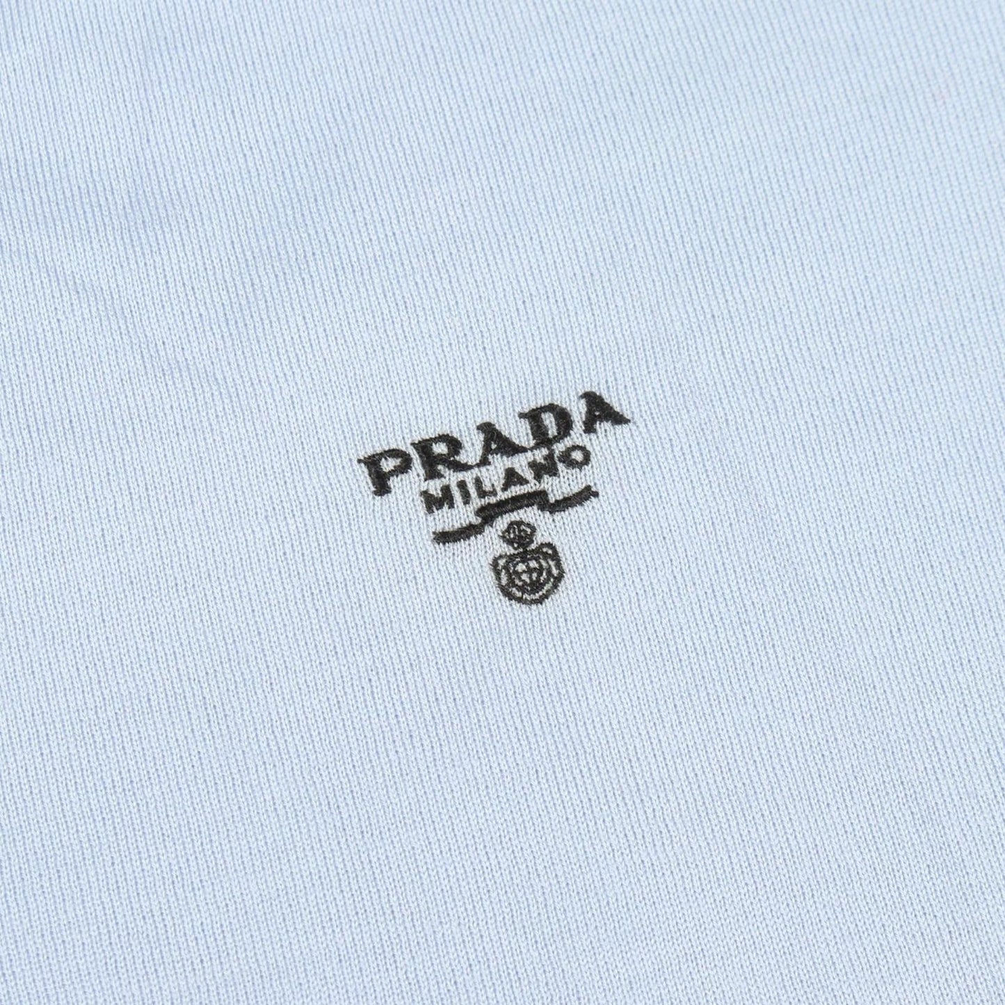 Prada Knit Logo Embroidery Neck Blue Sweater — view 7