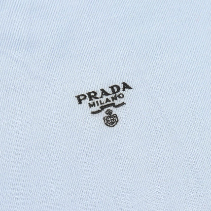 Prada Knit Logo Embroidery Neck Blue Sweater — view 7