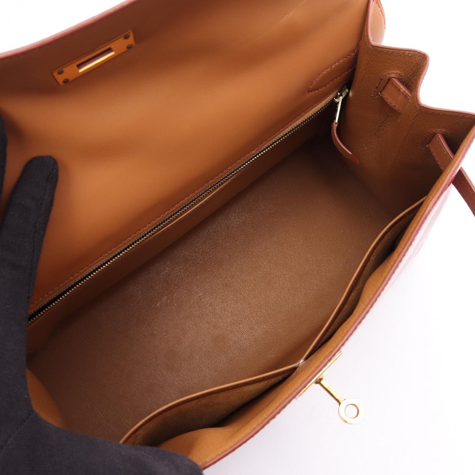 Hermes Handbag Kelly 32 Tricolor 2-Way ju shu Rouge Vif 32 Natural — view 3