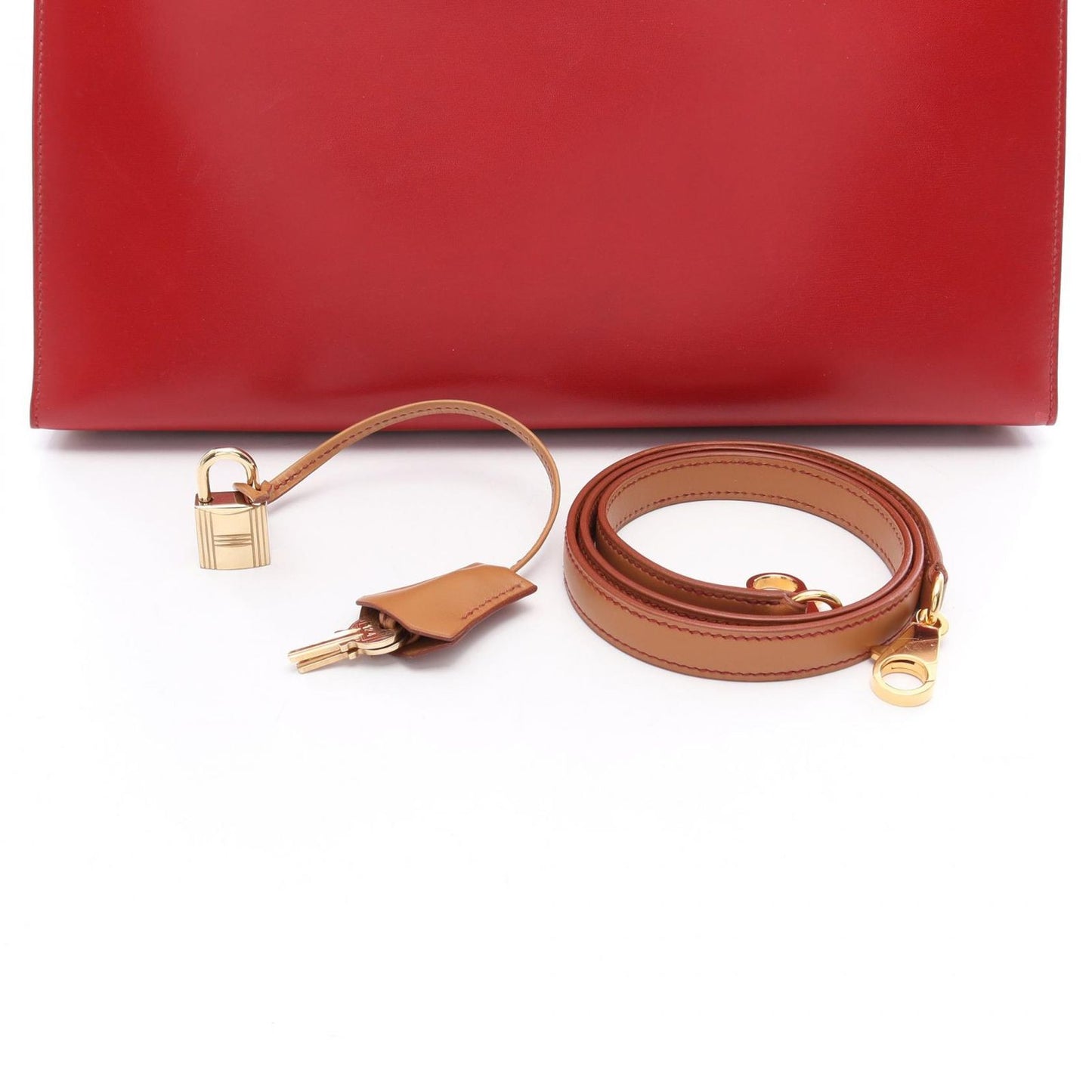 Hermes Handbag Kelly 32 Tricolor 2-Way ju shu Rouge Vif 32 Natural — view 6
