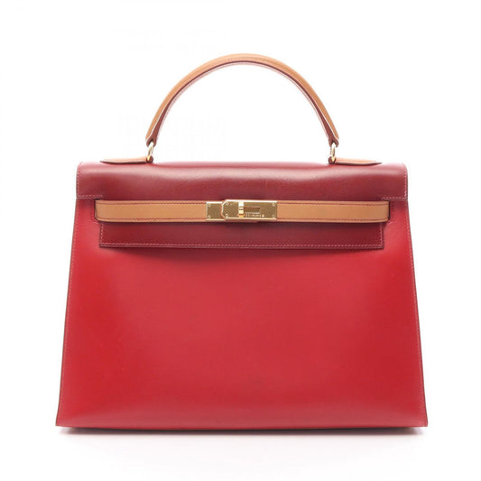 Hermes Handbag Kelly 32 Tricolor 2-Way ju shu Rouge Vif 32 Natural