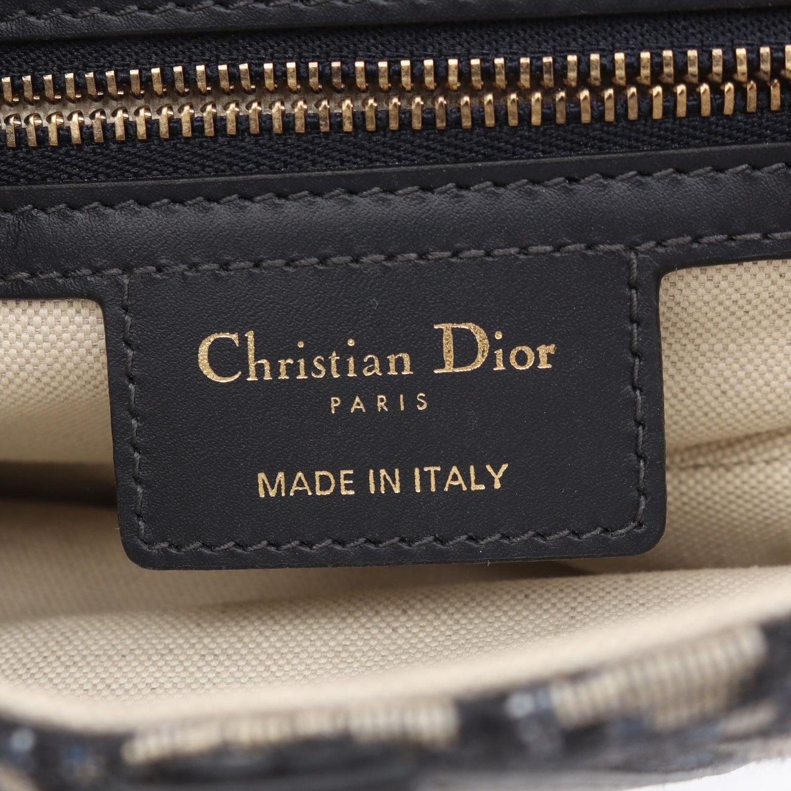 Dior Dio Handbag Saddle Oblique Navy Canvas Leather Saddlebag — view 4