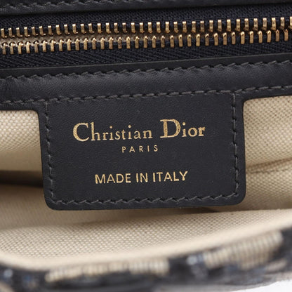 Dior Dio Handbag Saddle Oblique Navy Canvas Leather Saddlebag — view 4