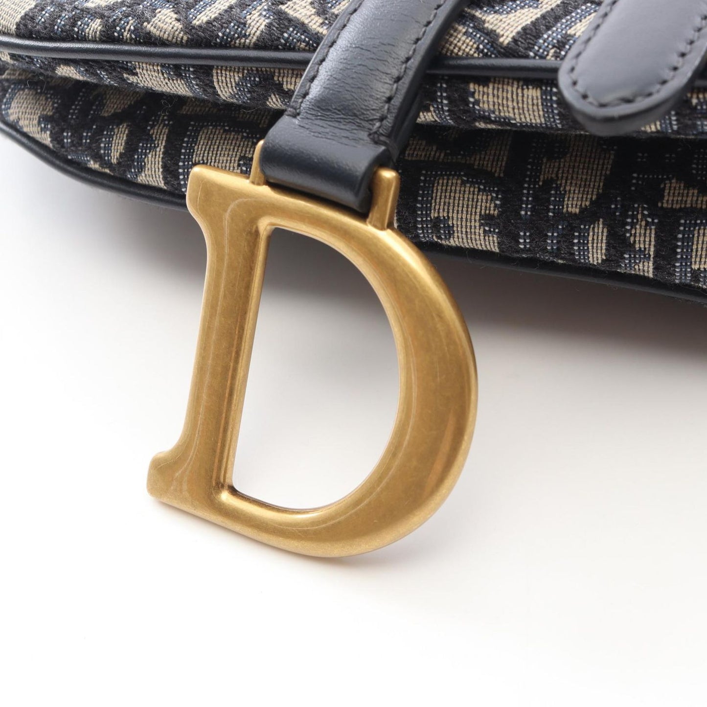 Dior Dio Handbag Saddle Oblique Navy Canvas Leather Saddlebag — view 6